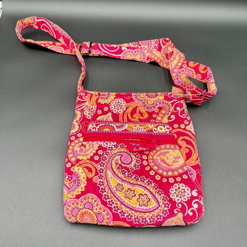 Vera Bradley Red Paisley Quilted Crossbody Bag Purse With Adjustable Strap